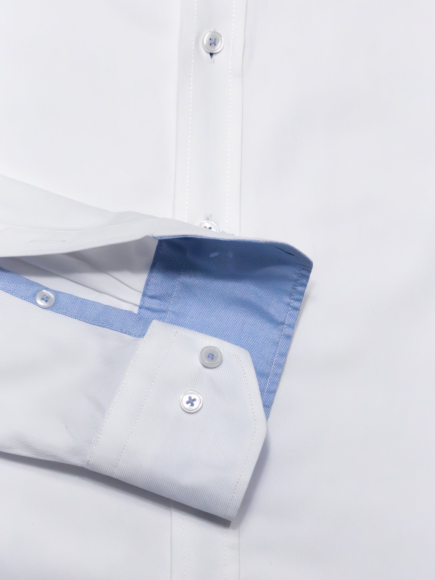 Camisa Blanca Twill contraste Azul / Azul