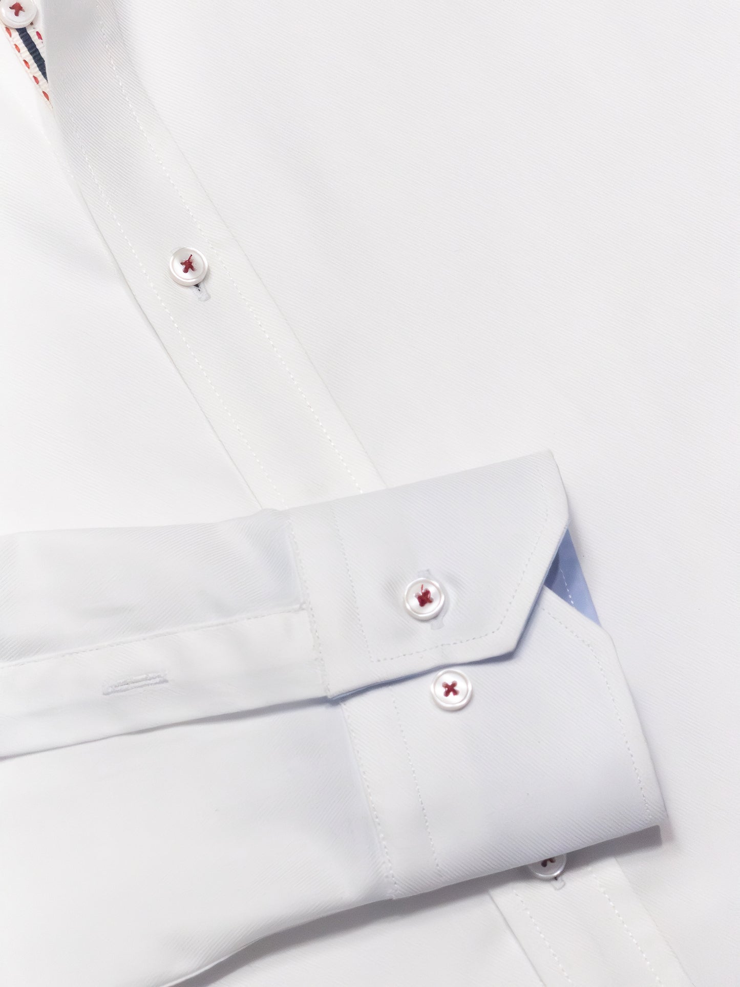 CAMISA HOMBRE BLANCA TWILL CONTRASTE AZUL / ROJO
