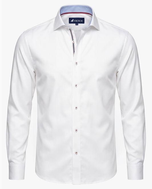 CAMISA HOMBRE BLANCA TWILL CONTRASTE AZUL / ROJO