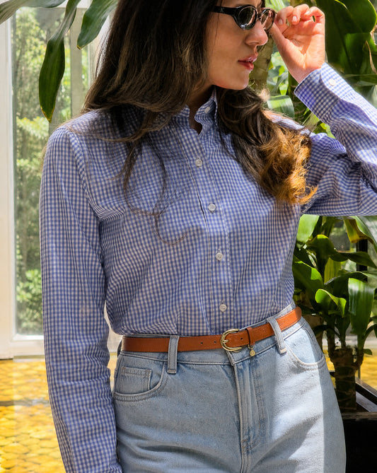 BLUSA DAMA CUADRO AZUL MEDIO