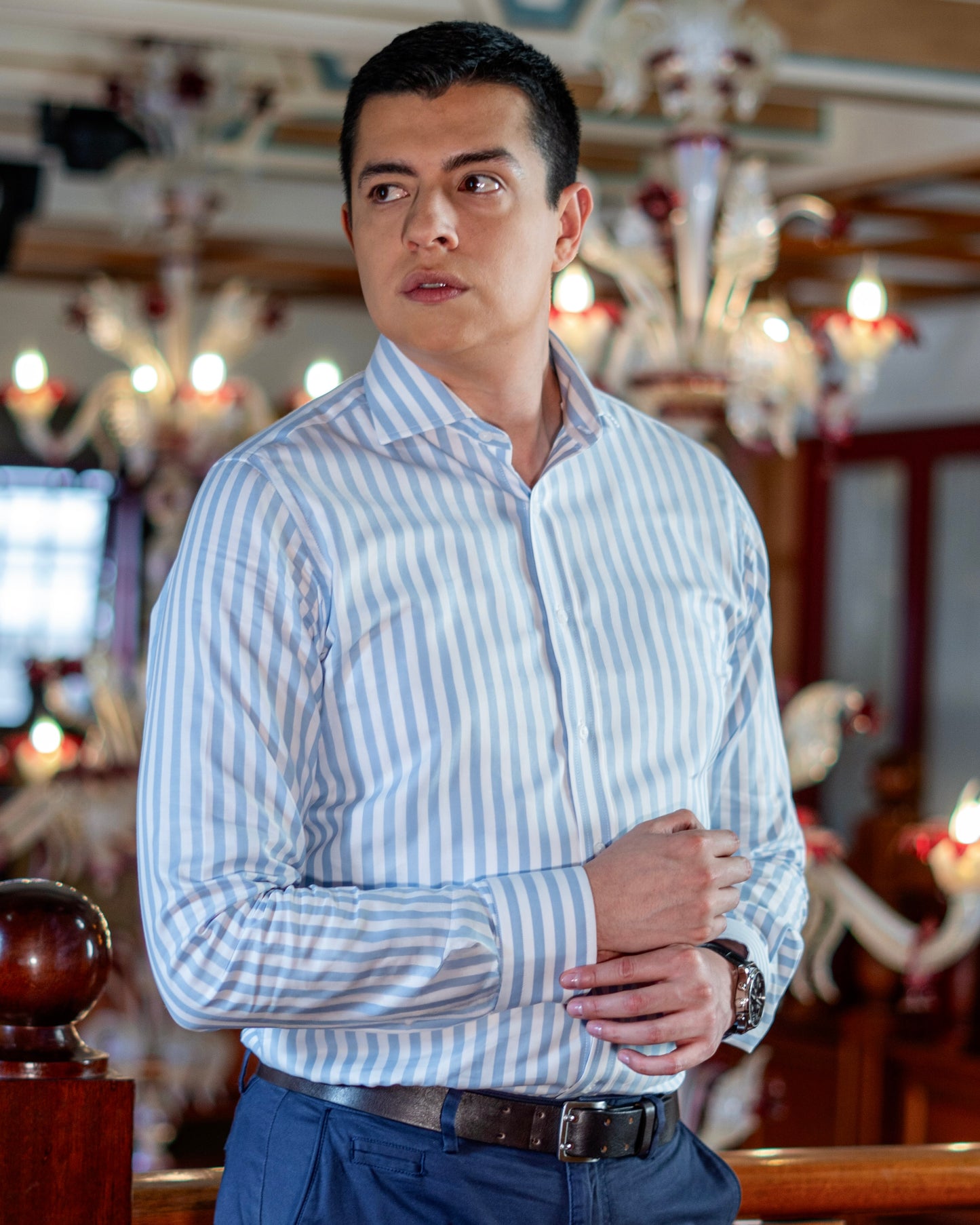 Camisa Buenos Aires rayas azul celeste