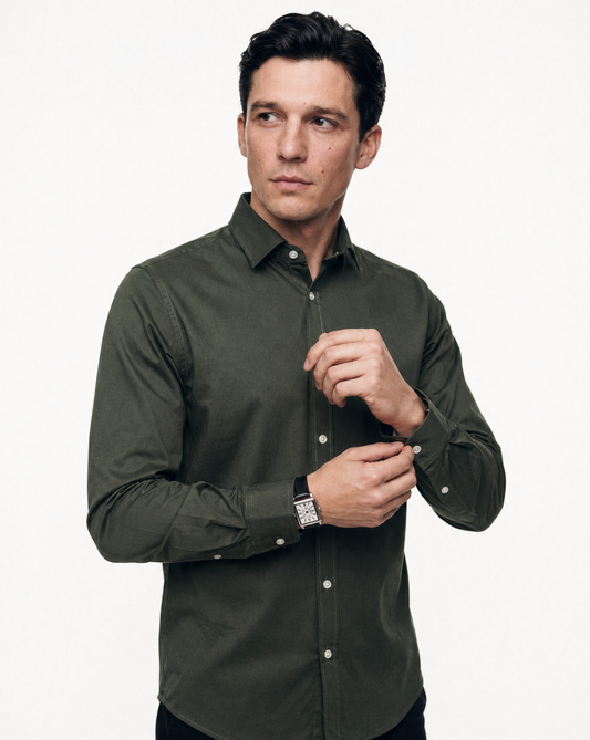 CAMISA HOMBRE VERDE OLIVA