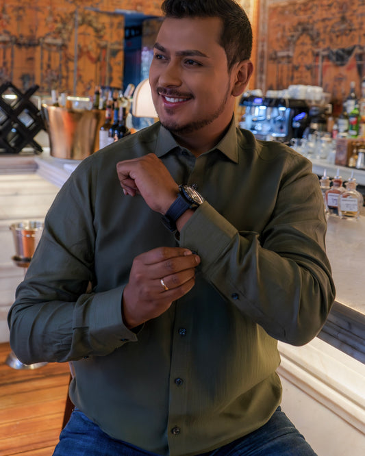 Camisa Marrakech lino verde oliva