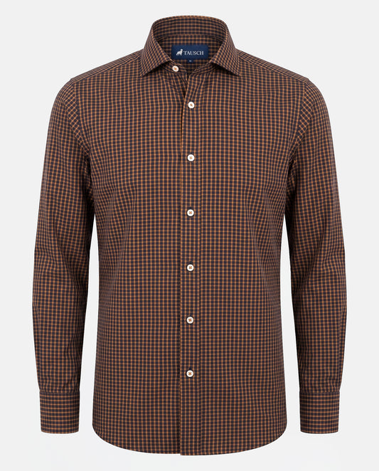 CAMISA HOMBRE CUADRO AZUL OSCURO NARAJA