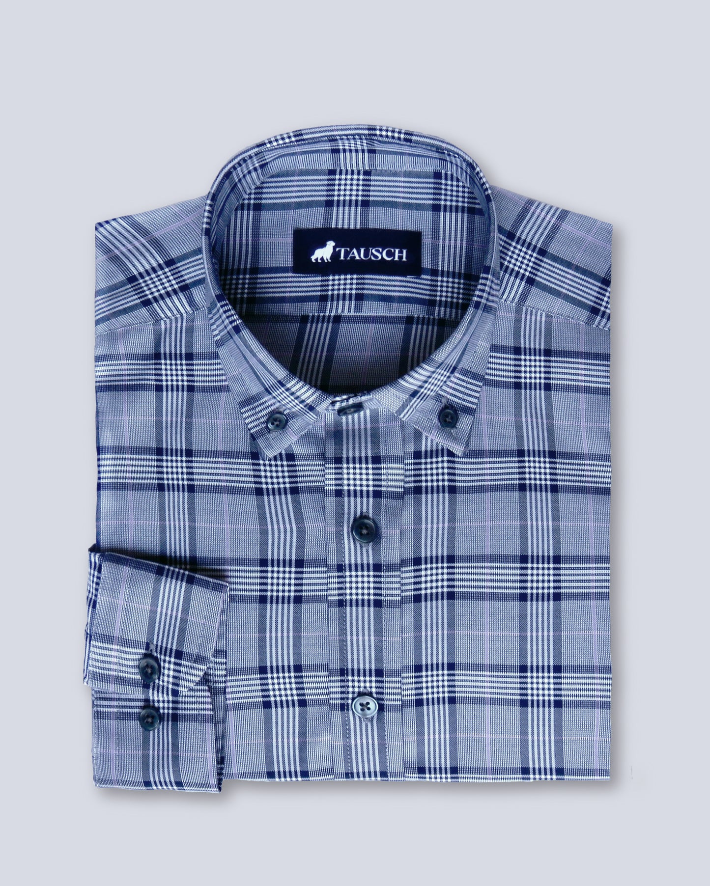 CARDIFF CAMISA CUADROS PRINCIPE GALES AZUL / LILA