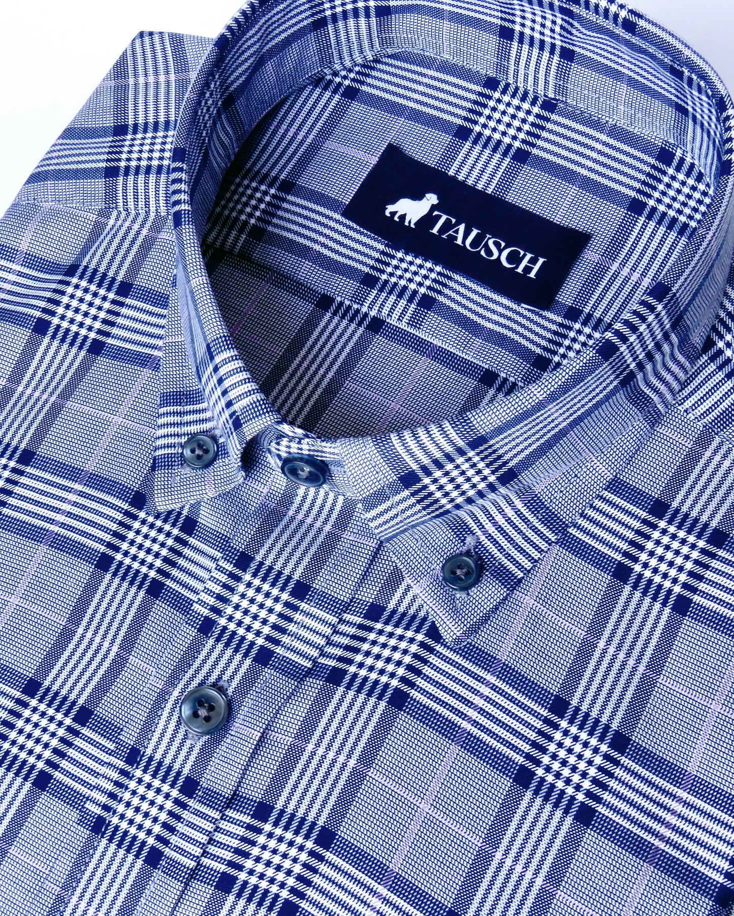CARDIFF CAMISA CUADROS PRINCIPE GALES AZUL / LILA