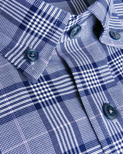 CARDIFF CAMISA CUADROS PRINCIPE GALES AZUL / LILA