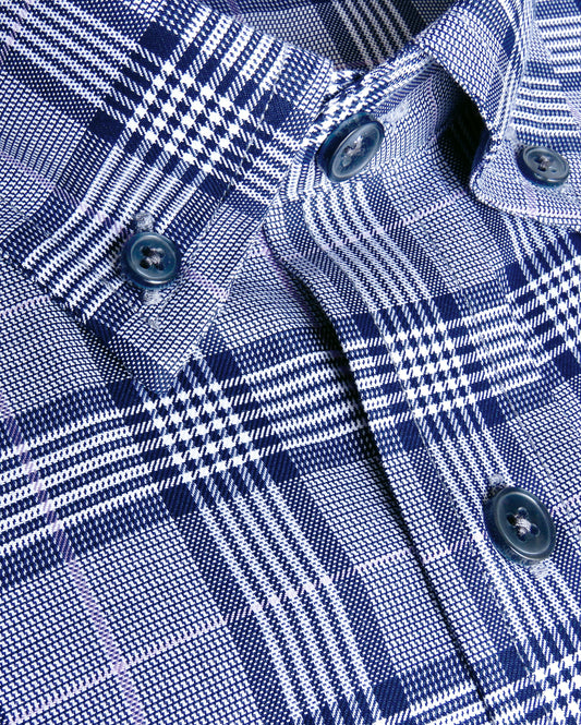Camisa Cardiff cuadros príncipe gales azul / lila