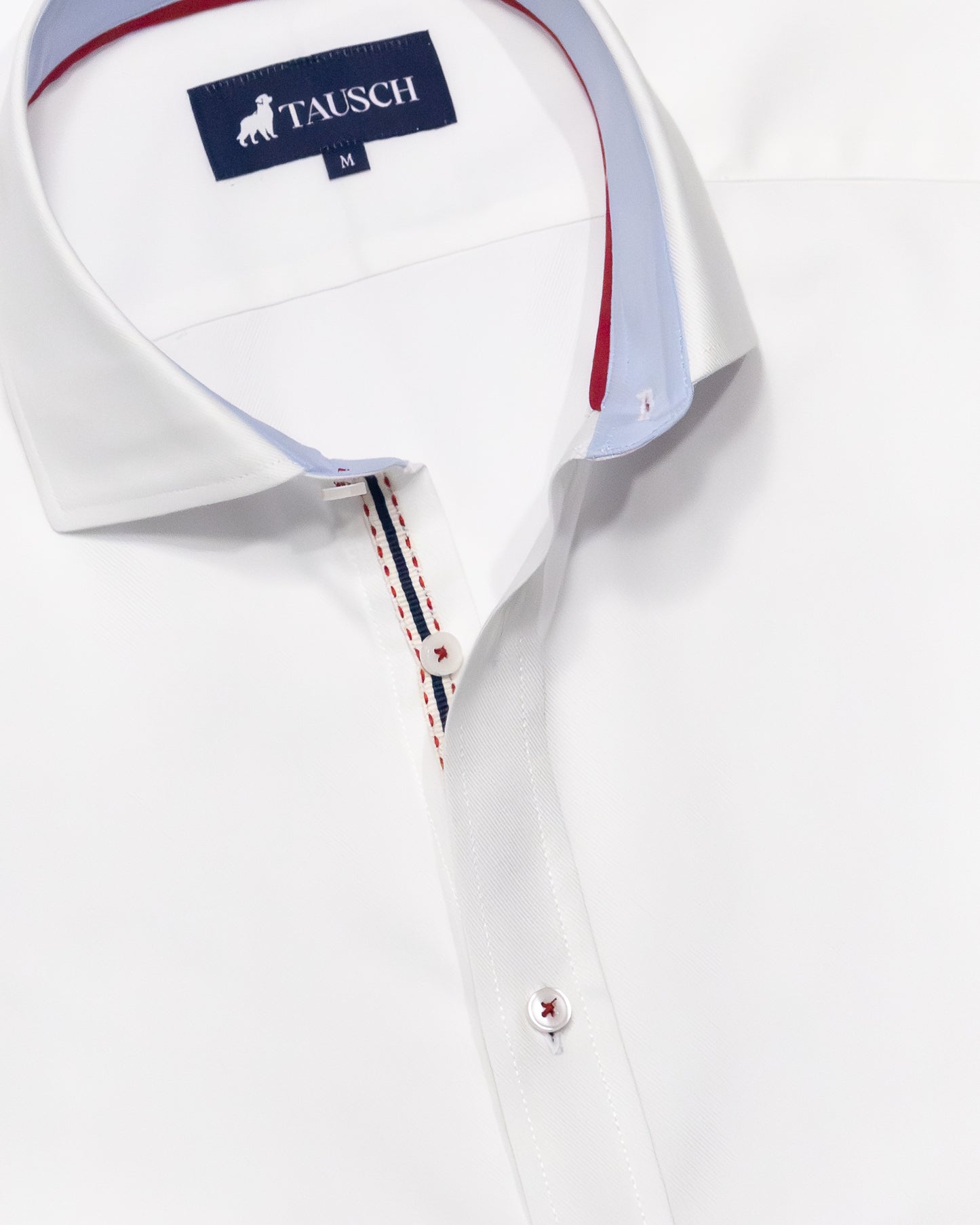 CAMISA  HOMBRE BLANCA TWILL CONTRASTE AZUL / ROJO