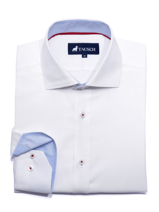 Camisa  Blanca Twill contraste Azul / Rojo