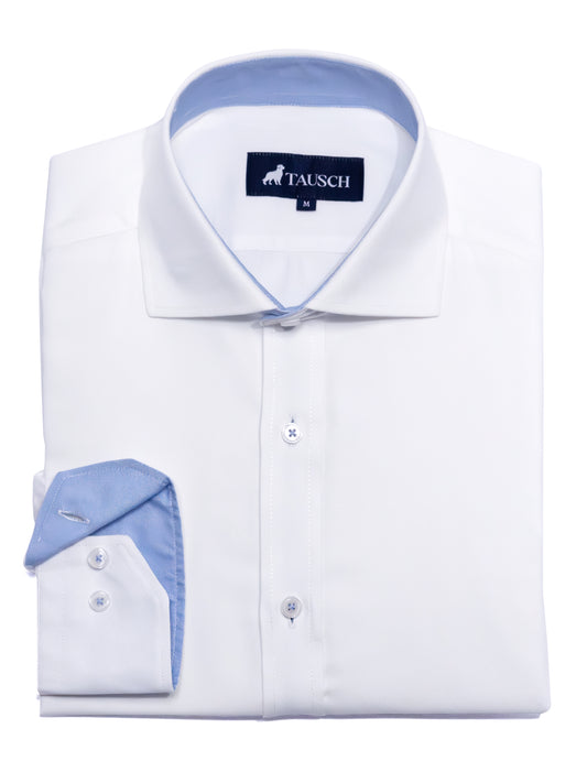 Camisa  Blanca Twill contraste Azul / Azul