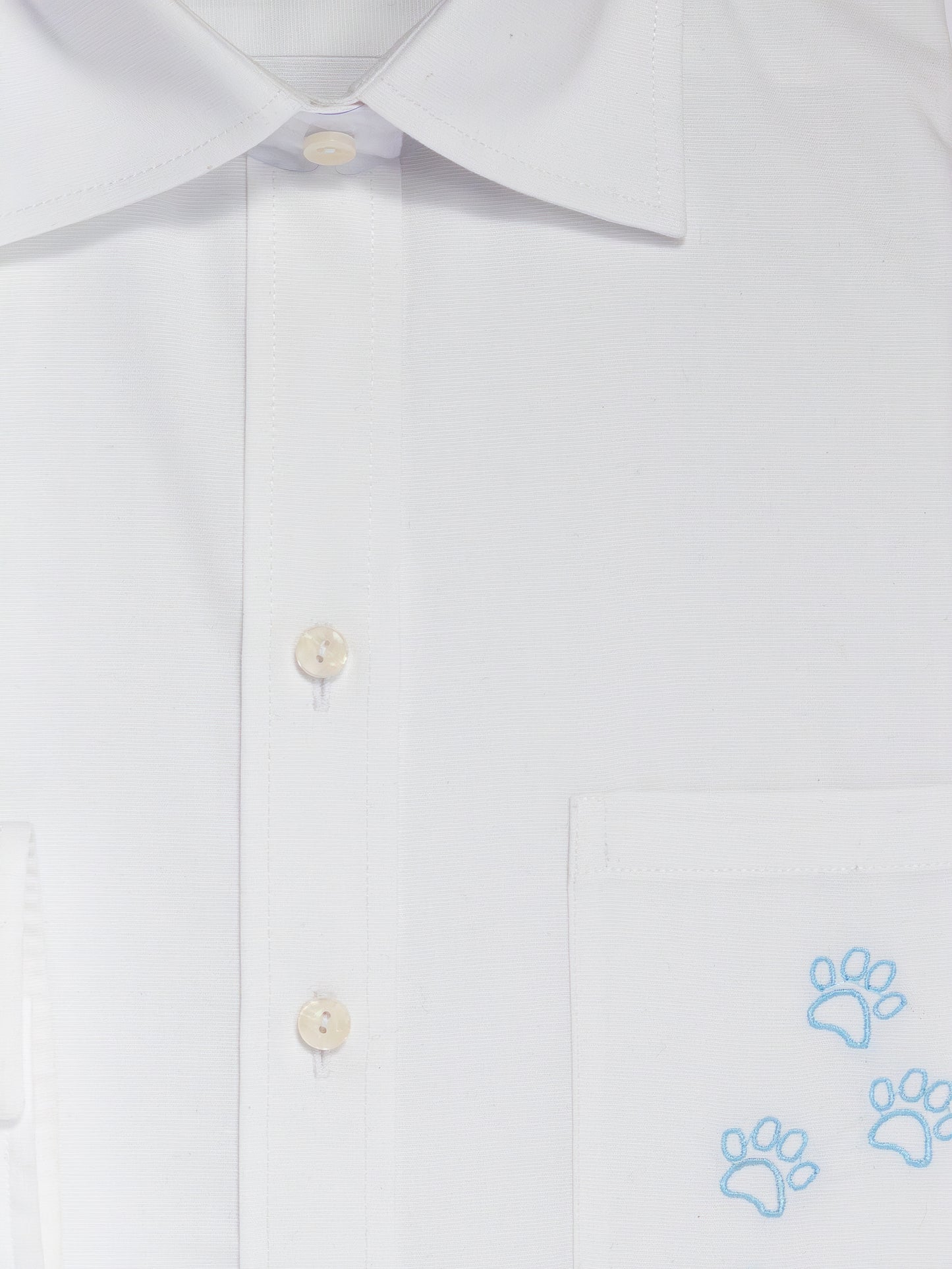 BLUSA BLANCA CONTRASTE HUELLAS AZUL