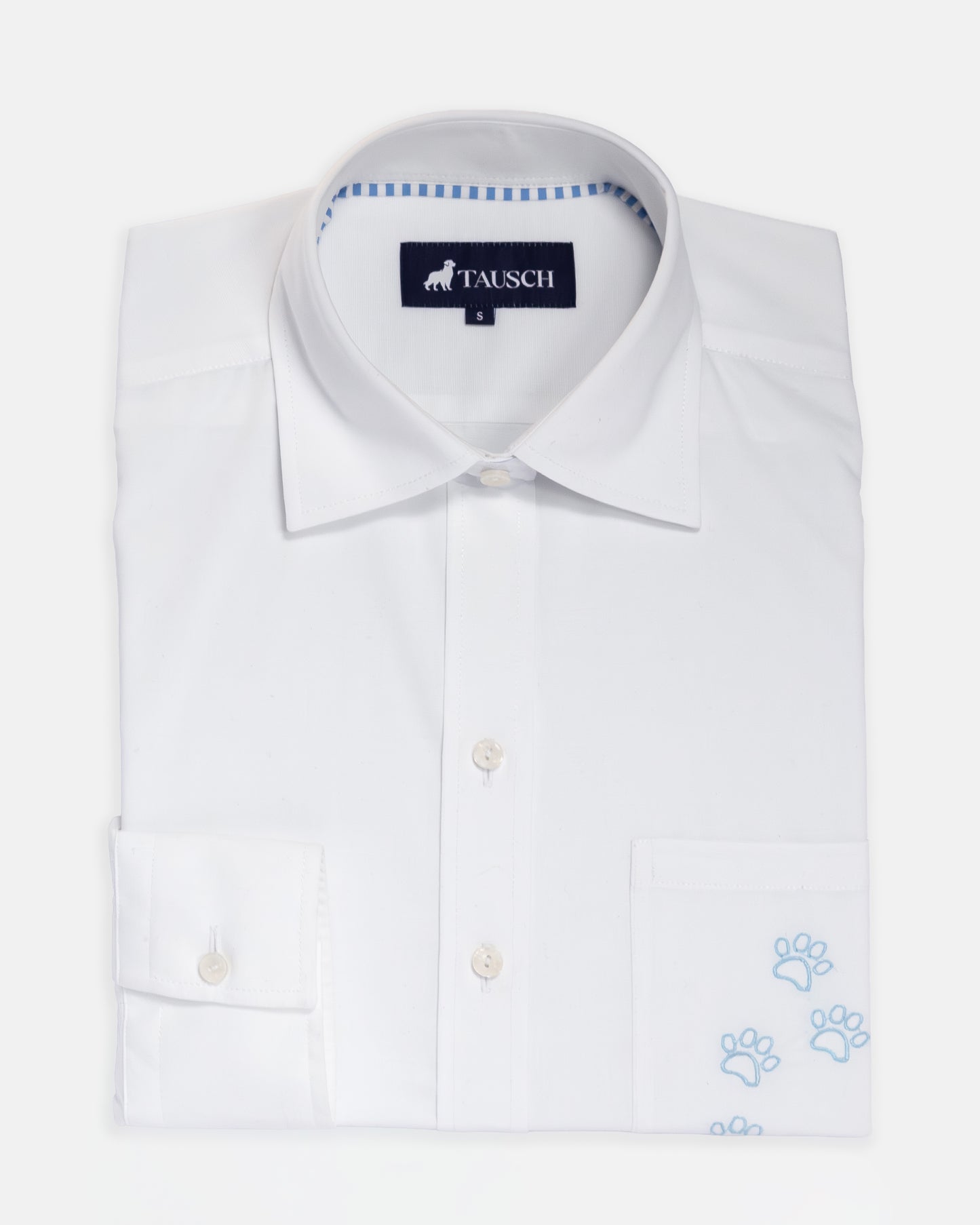 BLUSA BLANCA CONTRASTE HUELLAS AZUL