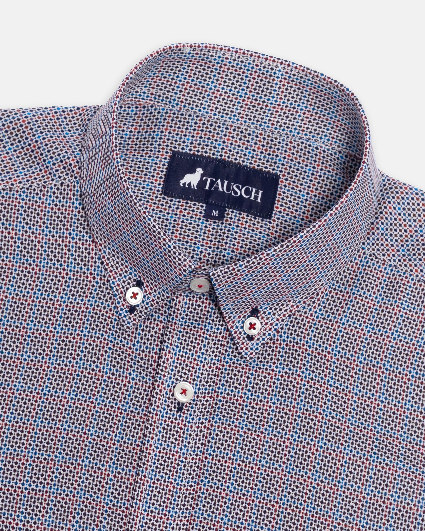 CAMISA HOMBRE CUADROS Y ROMBOS AZUL-ROJO