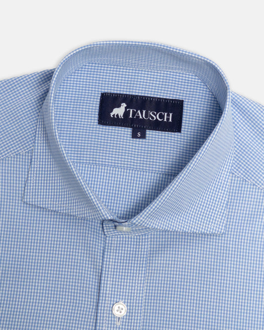 CAMISA HOMBRE MINICUADRO AZUL CLARO