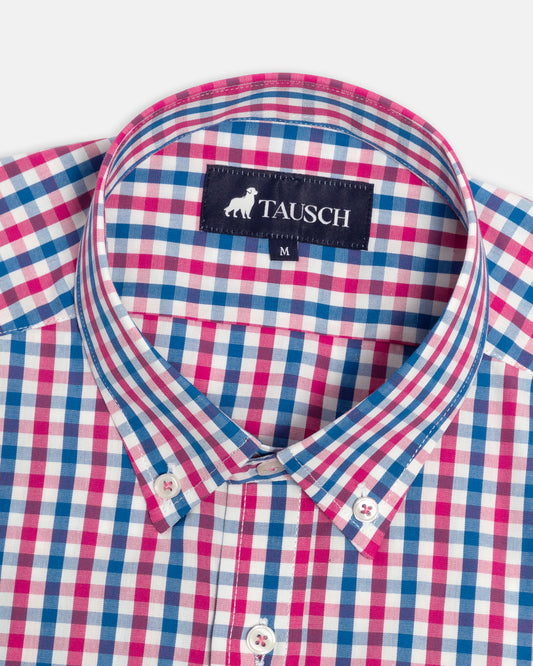CAMISA HOMBRE CUADROS ROSADO AZUL BLANCO