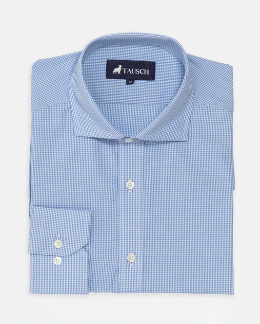 CAMISA HOMBRE MINICUADRO AZUL CLARO