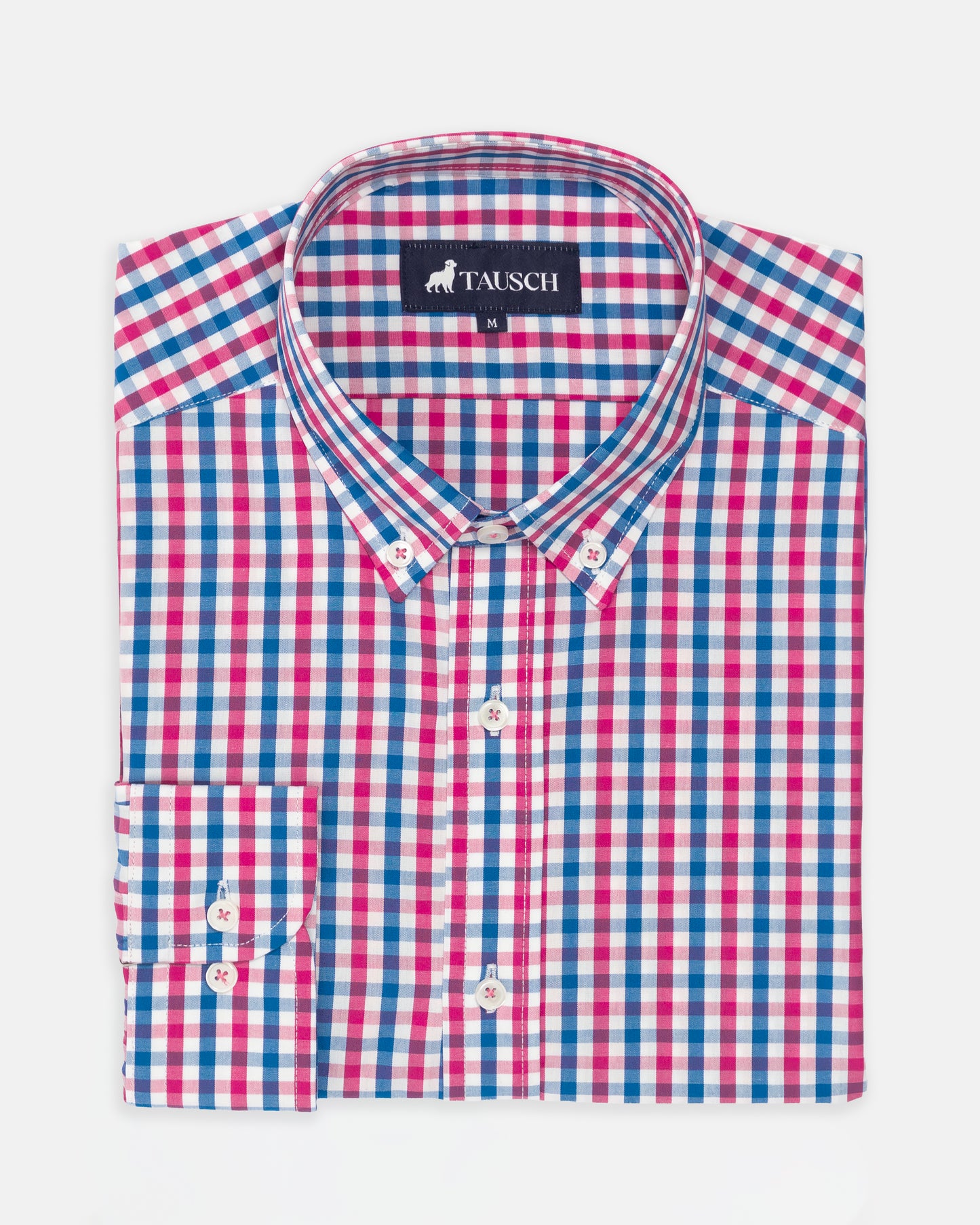 CAMISA HOMBRE CUADROS ROSADO AZUL BLANCO