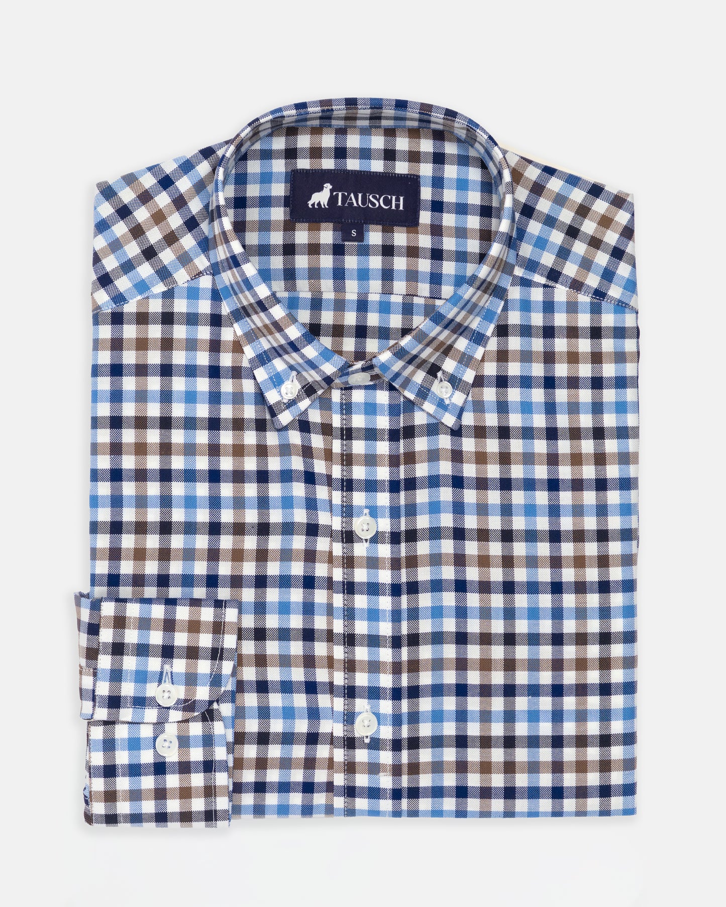 CAMISA COPACABANA CUADROS AZUL CELESTE, MARINO Y CAFE