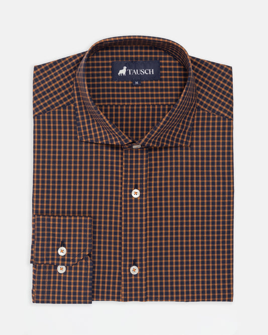 CAMISA HOMBRE CUADRO AZUL OSCURO NARAJA