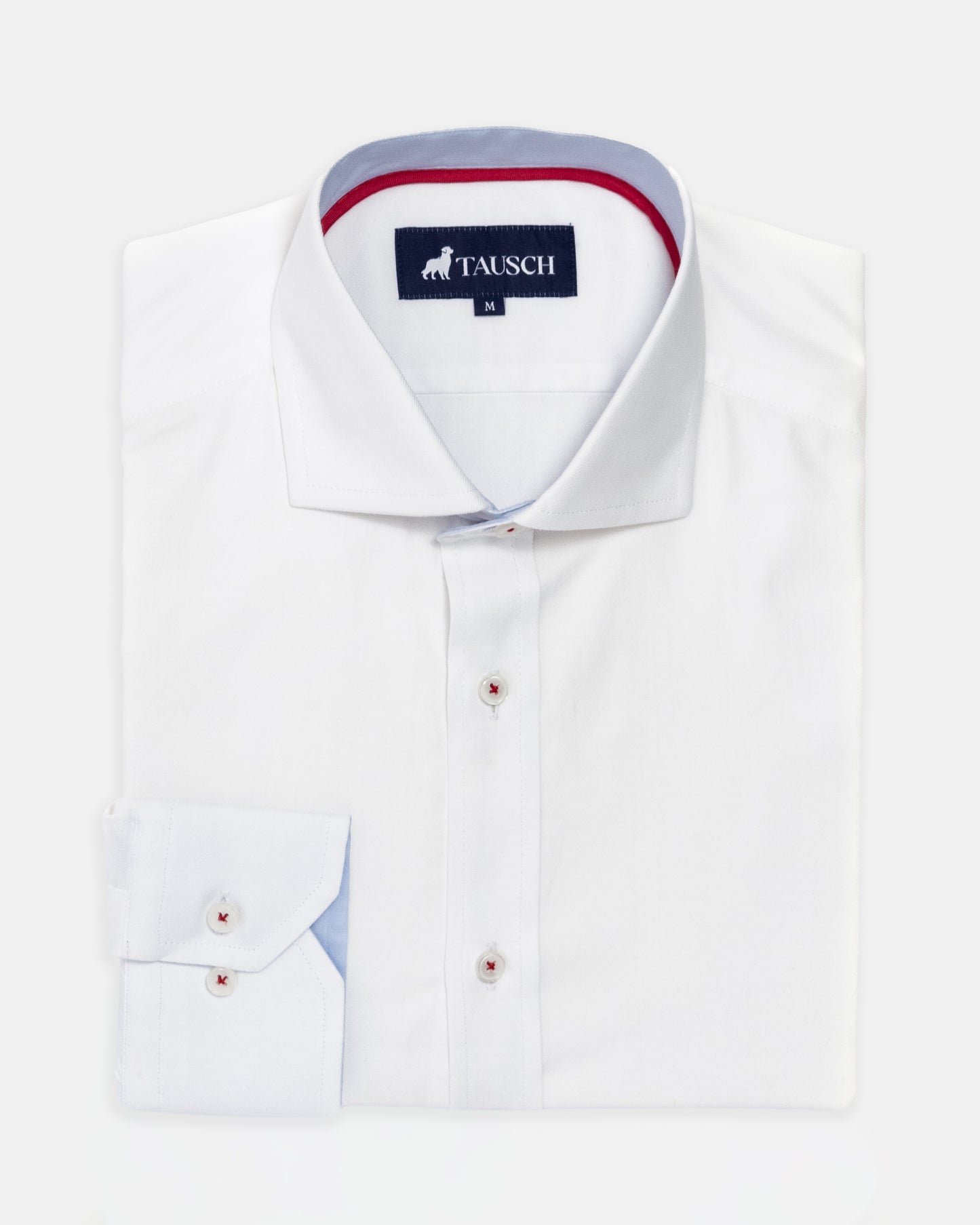 CAMISA  HOMBRE BLANCA TWILL CONTRASTE AZUL / ROJO