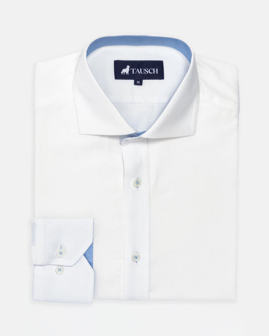 CAMISA  HOMBRE BLANCA TWILL CONTRASTE AZUL / AZUL