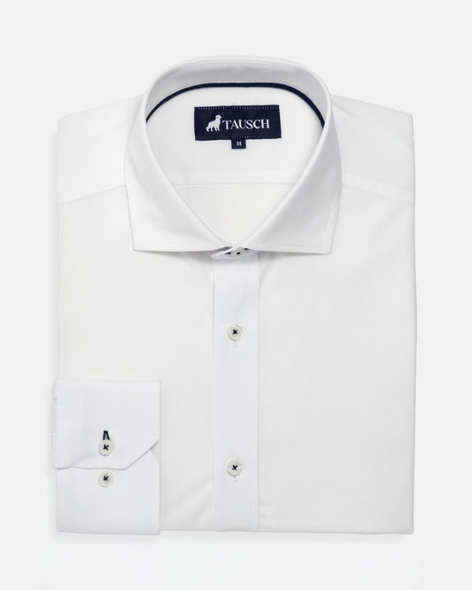 CAMISA HOMBRE BLANCA TWILL CTE AZUL OSCURO