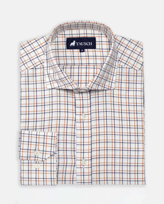 CAMISA HOMBRE CUADRO VENTANA AZUL NARANJA