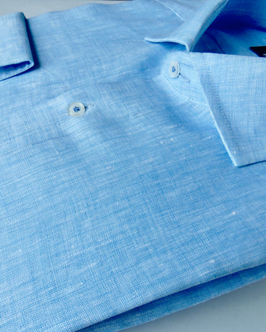 Camisa Amalfi lino azul claro