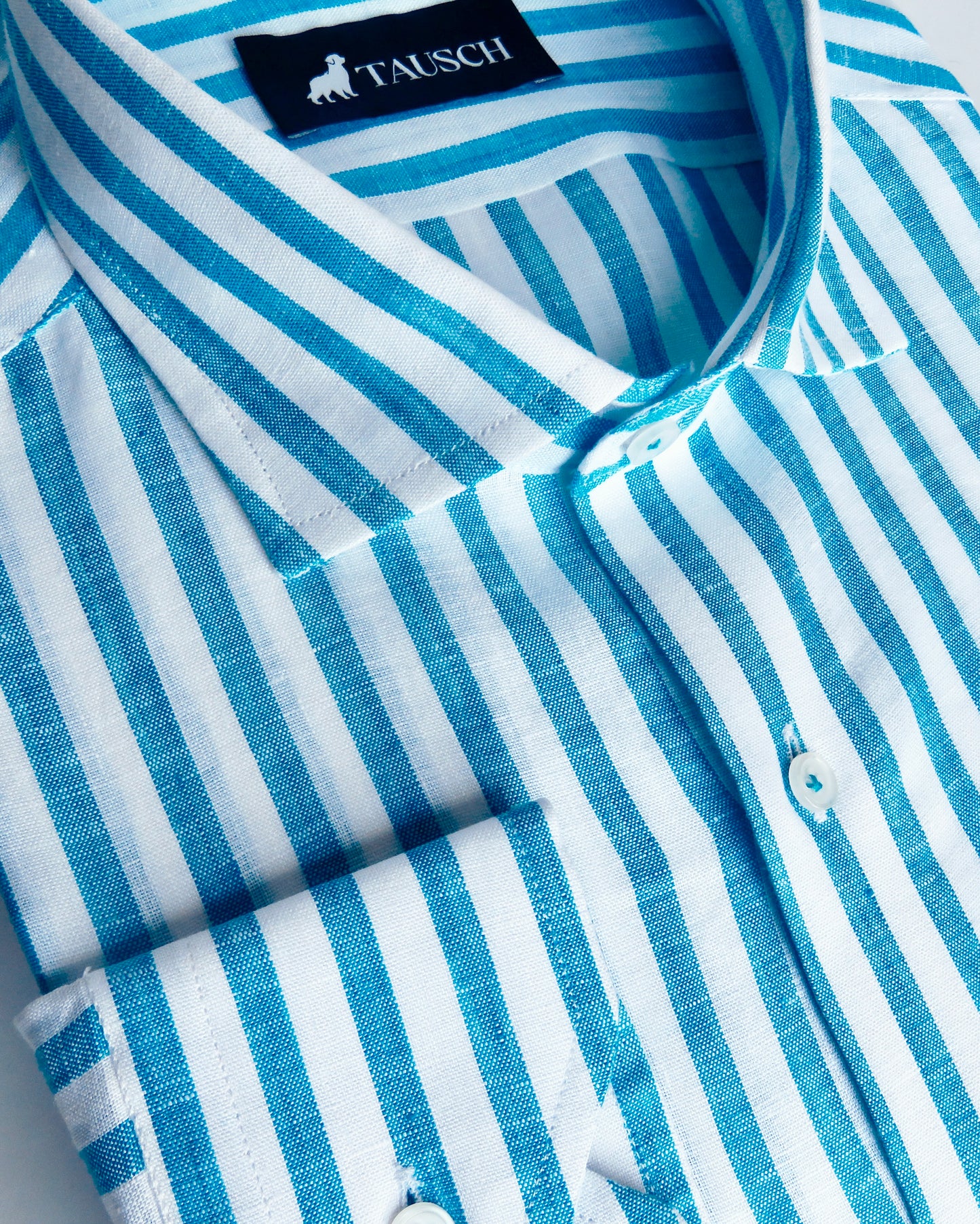 SANTORINI CAMISA LINO RAYA TURQUESA