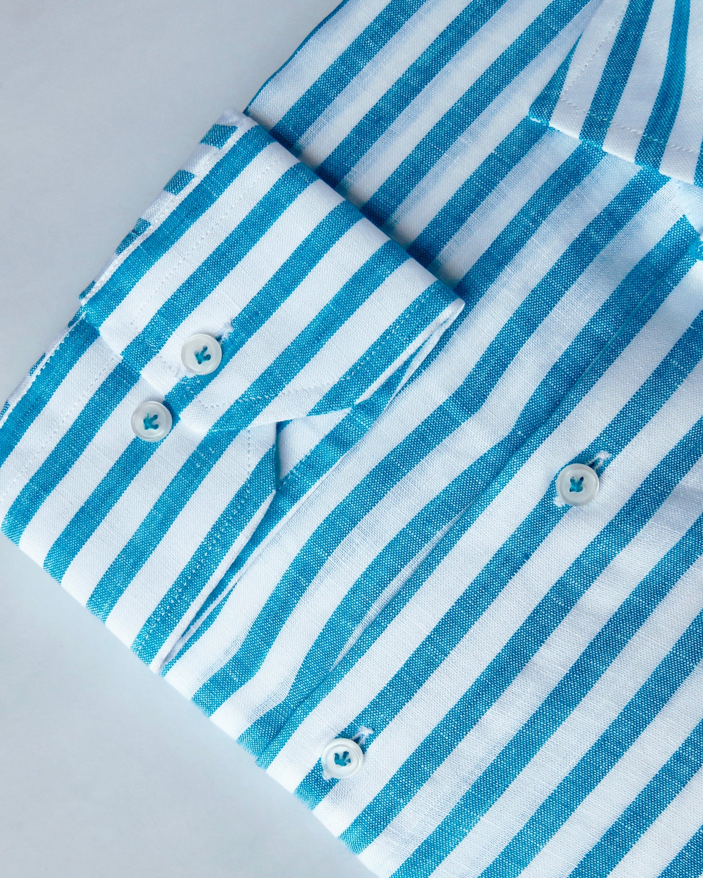 SANTORINI CAMISA LINO RAYA TURQUESA