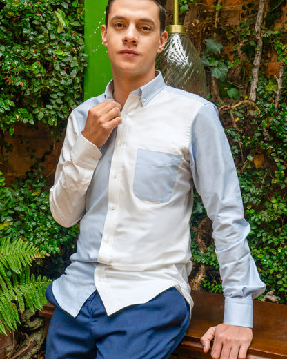 AMSTERDAM CAMISA OXFORD BICOLOR AZUL BLANCO