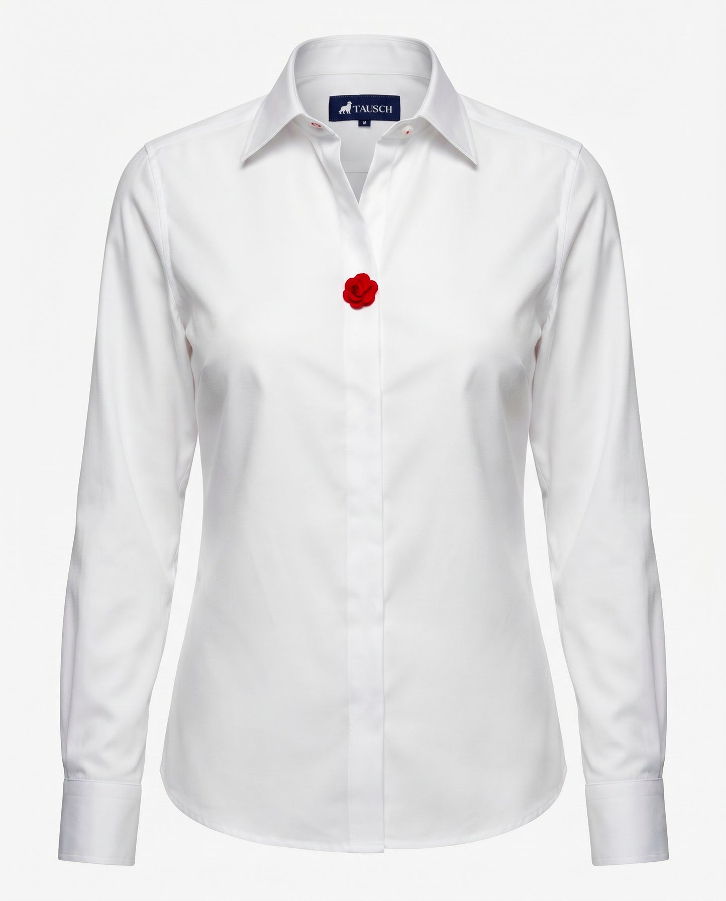 BLUSA  DAMA BLANCA POPELINA CONTRASTE FLOR ROJA