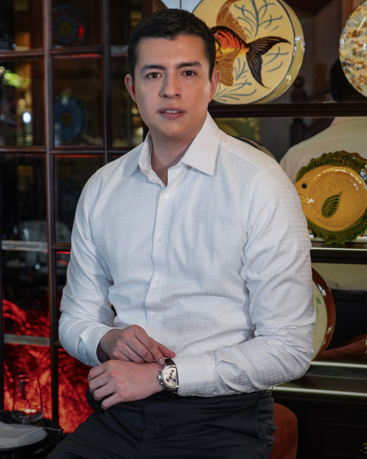 MACAO CAMISA BLANCA DISEÑO CUADROS FANTASIA