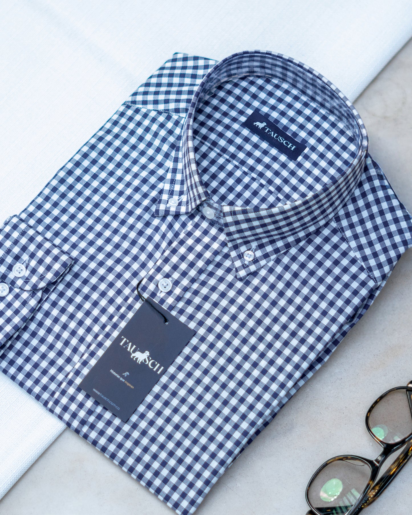 Camisa Portland cuadros azul marino