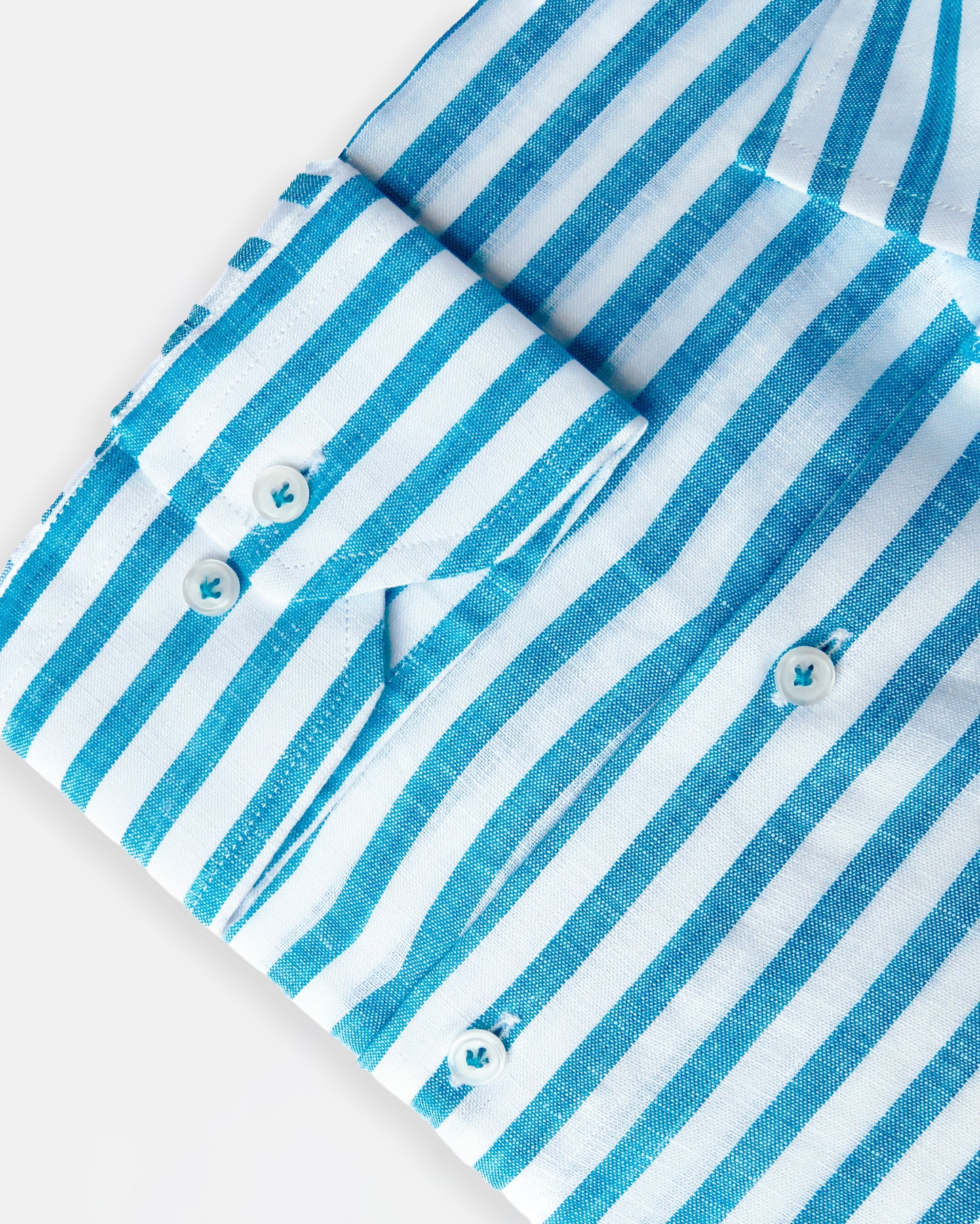 CAMISA HOMBRE SANTORINI LINO RAYA TURQUESA