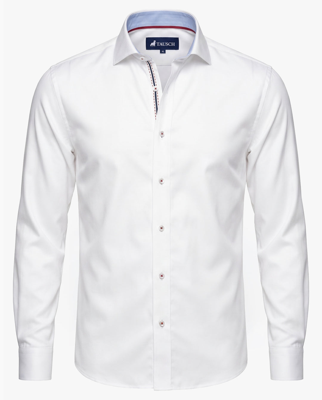 CAMISA  HOMBRE BLANCA TWILL CONTRASTE AZUL / ROJO