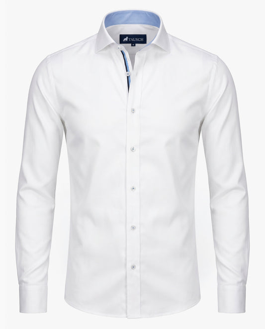 CAMISA  HOMBRE BLANCA TWILL CONTRASTE AZUL / AZUL