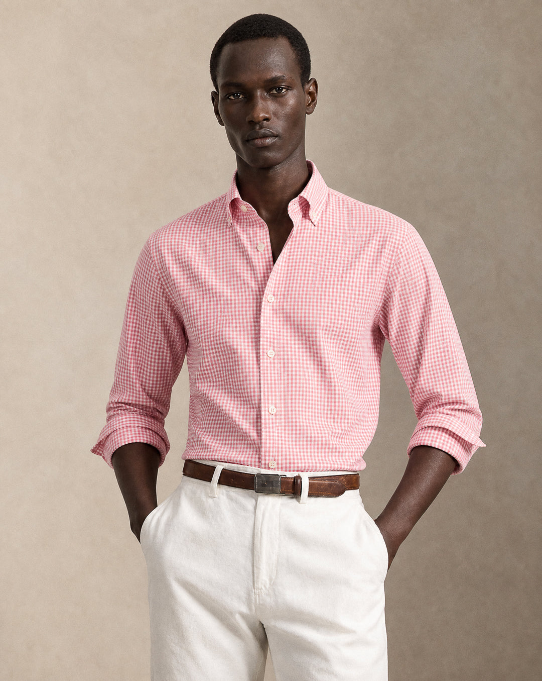 CAMISA HOMBRE CUADRO ROSADO