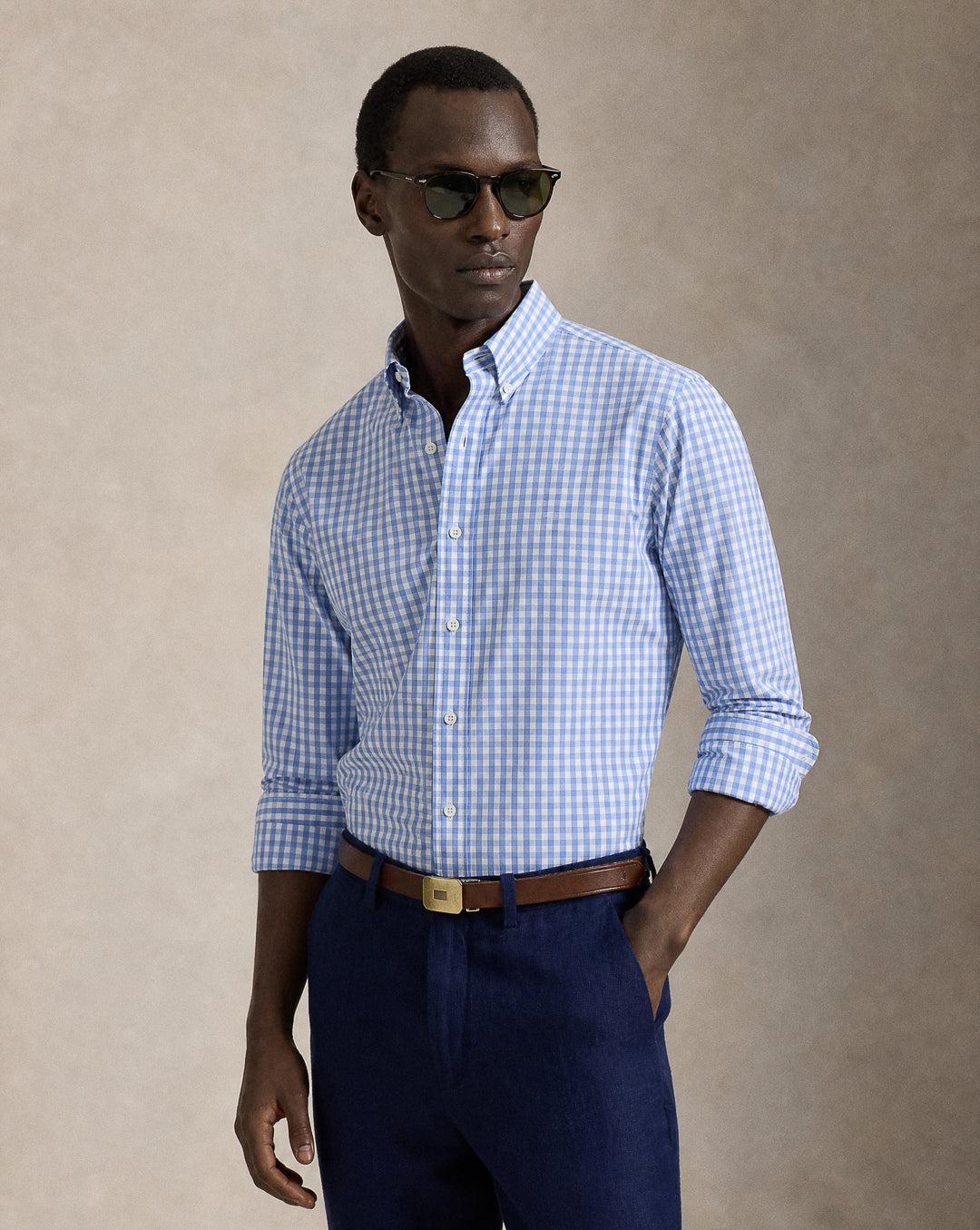 CAMISA HOMBRE CUADRO AZUL CELESTE BLANCO