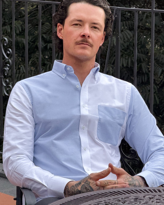 Camisa Amsterdam oxford bicolor azul blanco