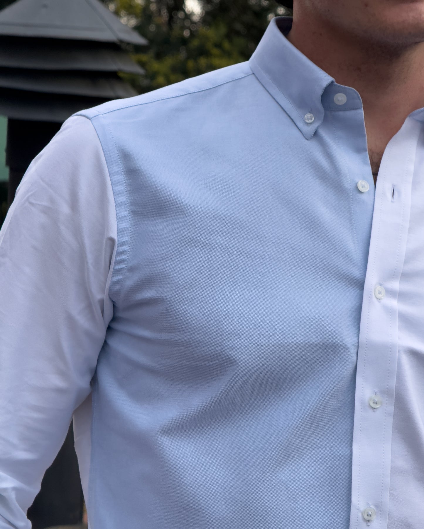 Camisa Amsterdam oxford bicolor azul blanco
