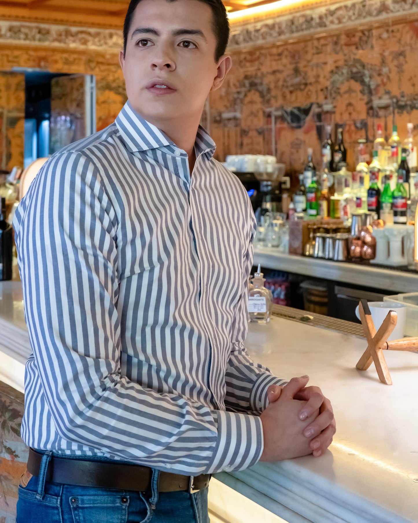 BUENOS AIRES CAMISA RAYAS AZUL MARINO