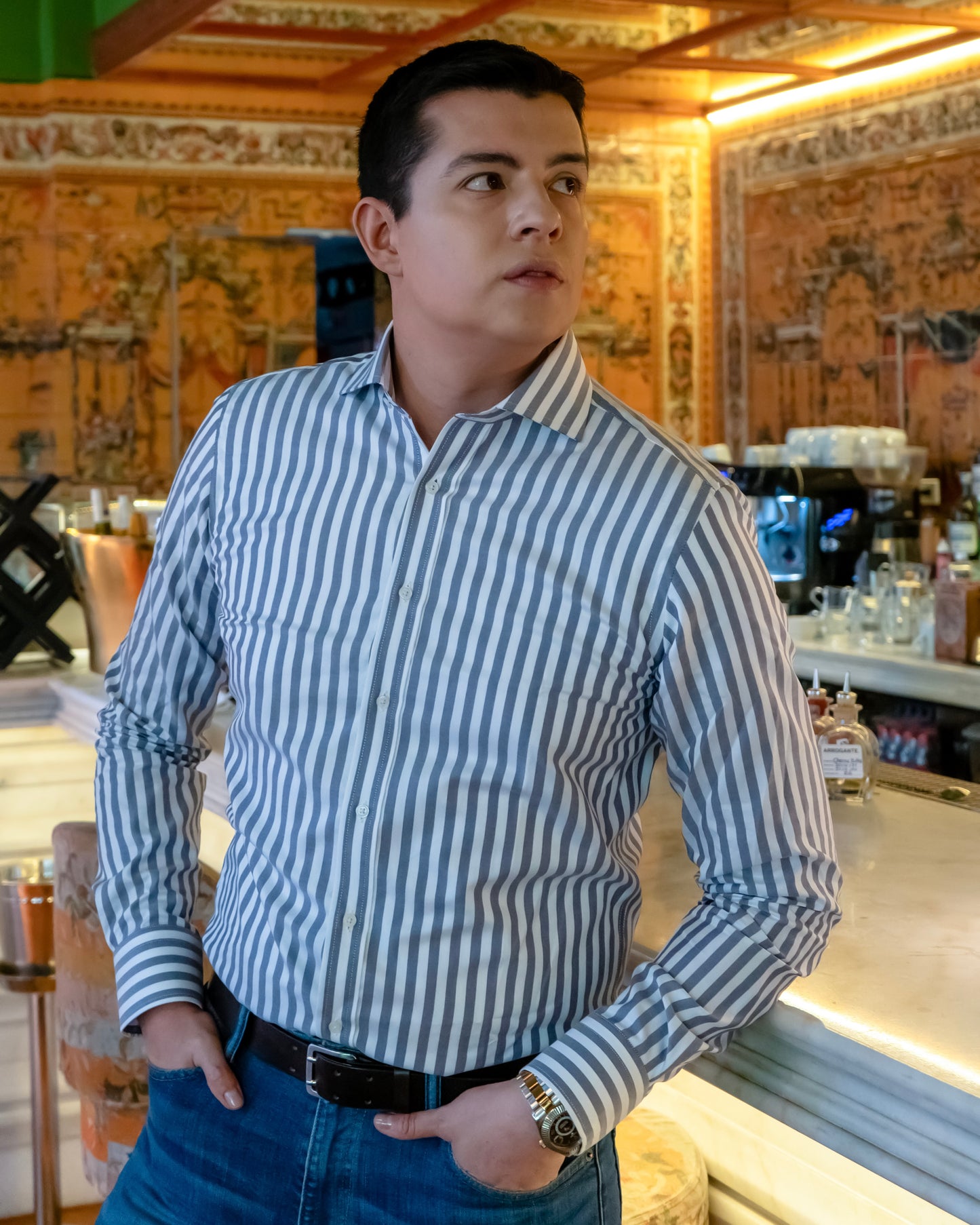 BUENOS AIRES CAMISA RAYAS AZUL MARINO