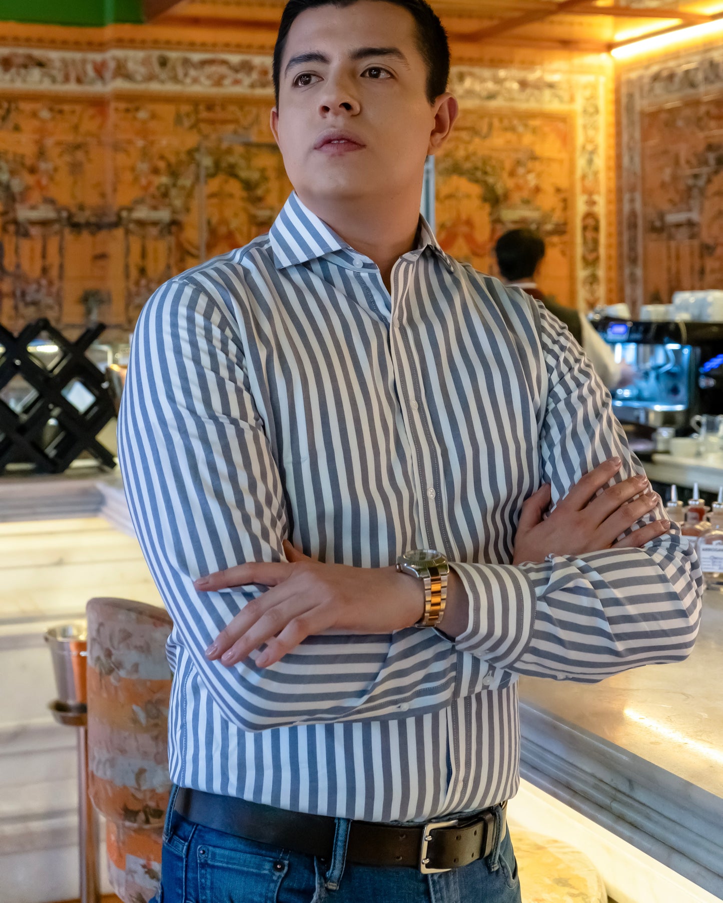 BUENOS AIRES CAMISA RAYAS AZUL MARINO