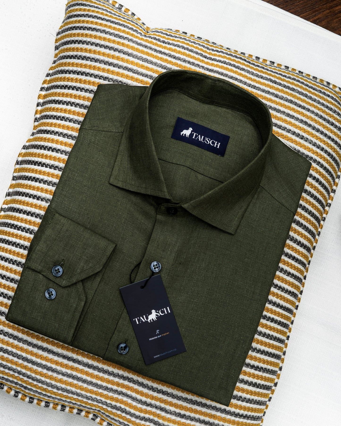 MARRAKECH CAMISA LINO VERDE OLIVA