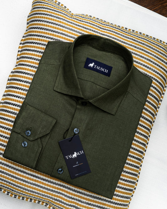 MARRAKECH CAMISA LINO VERDE OLIVA